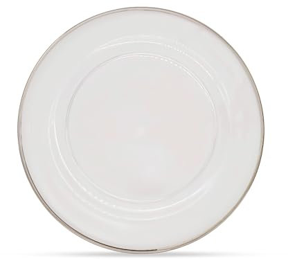 Premium 33cm Silver Rim Glass Charger Plate – Stunning Dinner Table Decoration for Weddings, Anniversaries, Birthdays, and Events – Elegant Party Tableware for Catering, Dining - 1 Pc