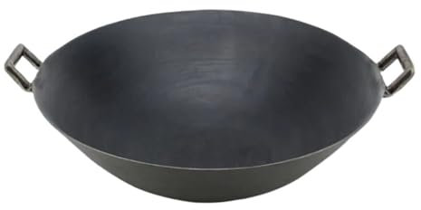 Wok en fonte à double oreille sans revêtement anti-adhésif classique camping extérieur chinois cuisinière à gaz wok poêle wok poêle (27 x 7 cm)