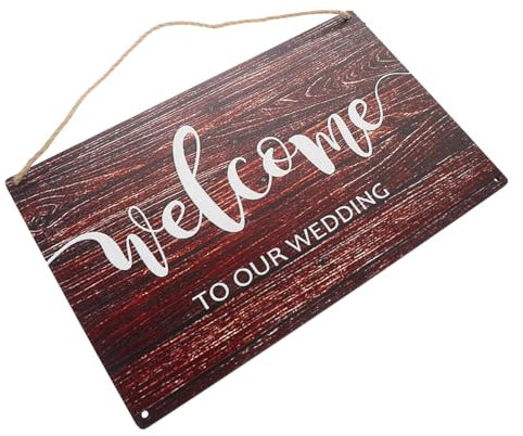 TOPPERFUN Panneau de Bienvenue Grosse Taille Style Rustique pour Mariage en Bois Marron, Corde en Jute pour Cérémonie et Réception