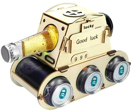LNSYSNS Portabottiglie a Forma di Carro Armato, Contenitore per Birra in Legno, per Uomini di 30, 40 e 50 Anni Regali di Birra per Uomini, con un Tocco di Cerimonia Unico Porta Bottiglie in Legno