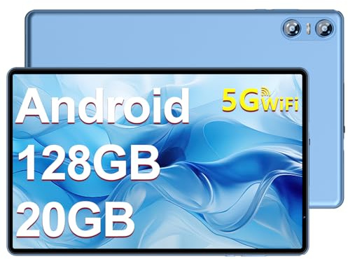 Biegedy Tablet Android 14 Octa-Core 10 Pollici, 20GB RAM+128GB ROM (1TB TF), 5G/2.4G WiFi 6, Widevine L1/6000mAh/GMS/Bluetooth 5.0/5+8MP, Tablet con Custodia Protettiva - Blu