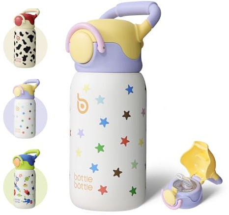 BOTTLE BOTTLE Edelstahl Trinkflasche 500ml – auslaufsicher & doppelwandig isoliert, hält Getränke heiß & kalt, BPA-frei, tragbare Isolierflasche für Büro Schule Sport Reise (Stellar Pop)