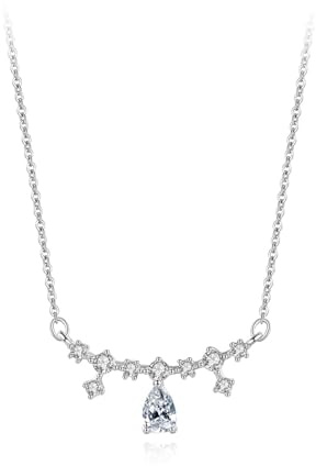 Tolldek 14 Karat 585 Weißgold Kette Damen Anhänger, Damenkette Tropfen mit Moissanit Tropfenschliff Weiß, Frauen Halsketten 14K Gold Echtschmuck, 40+5