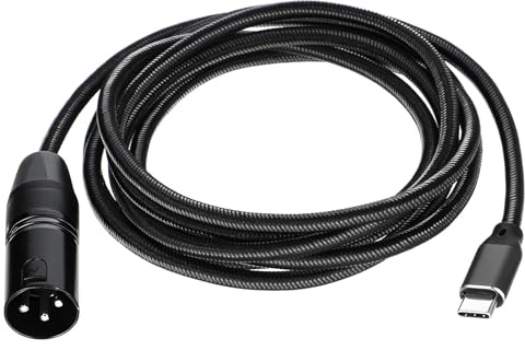 Zyghjort Câble USB C vers XLR, 2 m, USB de type C vers XLR mâle, câble stéréo en nylon tressé XLR mâle vers USB C convertisseur adaptateur pour amplificateur, haut-parleur, console de mixage