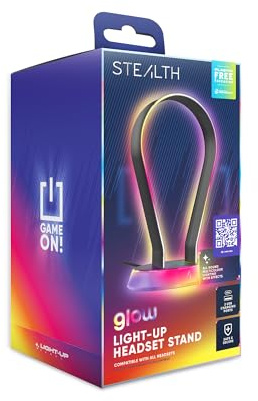 STEALTH Gaming Light Up Charging Headset Stand - Glow Black, USB Powered, Compatible with Most Headsets.