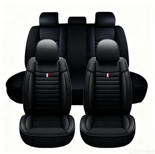 Chifeng 5-Teiliges Autositz-Schon-Set, Universal Autositzbezüge für Skoda Fabia Octavia Rapid Spaceback Superb Yeti, Kunstleder, Atmungsaktiv & Wasserdicht & Kratzfest, (Schwarz)