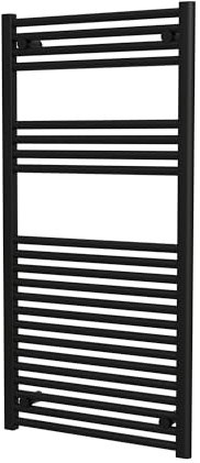 Schulte Sonora Design-Heizkörper 120 x 60 cm Mattschwarz, 632 Watt, Pulverbeschichteter Stahl-Heizkörper für Zentralheizung, Moderner Bad- & Wohnraumheizkörper mit Wandhalterung