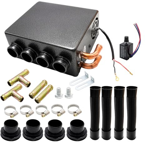 12V Car Heater with Fan Speed Switch UTV Heater Suitable with 4 Black Air Vents Universal Underdash Heat Auxiliary Heater for Trucks UTVs Vans Excavators Harvesters