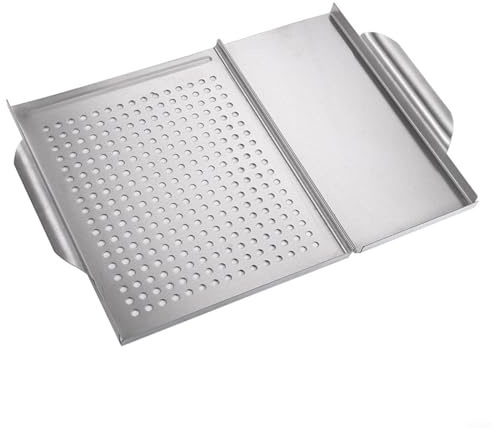 CWOQOCW Bandeja cuadrada de acero inoxidable para barbacoa, cesta de barbacoa de 45 x 12.1 pulgadas para cocinar al aire libre, camping, picnics y parrilla en el patio trasero