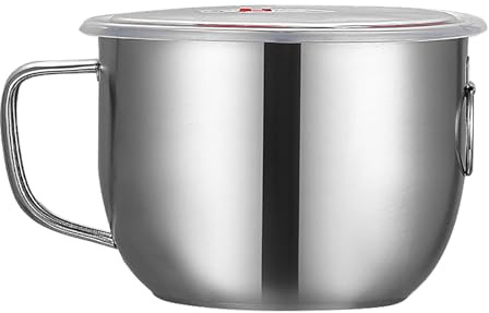 SIXRUN Cuenco de Arroz de Acero Inoxidable Cuenco de Fideos de Acero Inoxidable Olla de Sopa de con Tapa y para Estufa de Inducción Cocina Eléctrica Cocina Viajes en
