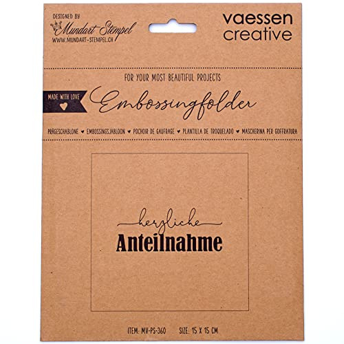 Vaessen Creative Prägeschablone Folder, Herzliche Anteilnahme, Zum Hinzufügen von Strukturen, Muster und Hintergründe auf Karten oder Scrapbook-Seiten, 15 x 15 cm, Durchscheinend