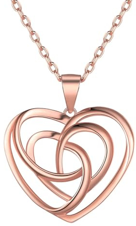 ChicSilver Sterling Silver Necklace 925 Silver Heart Jewellery Rose Gold Plated Celtic Knot Necklaces for Mother Wife