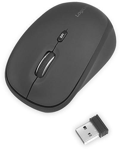 LogiLink ID0193 - Ergonomische Funk-Maus, 2.4 GHz, 1600 DPI, Schwarz