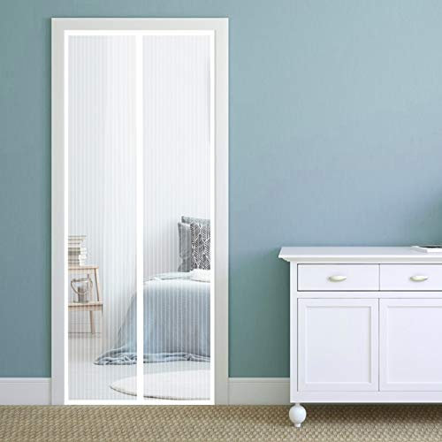 AMZERO Fliegengitter Magnet Tür, 85x210cm Insektenschutz Fliegengitter mit Rahmen Automatisches SchließEn für Balkontür Wohnzimmer Terrassentür, Weiß A