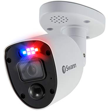 Swann Add-On DVR Enforcer Bullet Security Camera with Sensor Spotlight, 4K UHD Video, Indoor or Outdoor Design, Dusk to Dawn Color Night Vision Plus True Detect Heat and Motion Detection
