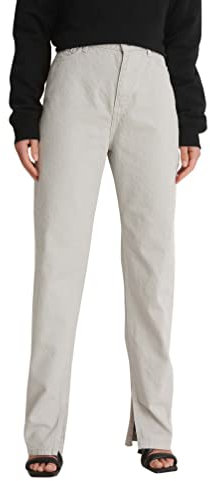 NA-KD Mezclilla con Abertura Lateral Jeans, Gris Claro, 38 para Mujer