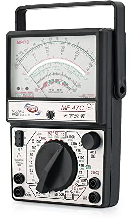 Mechanisches Multimeter, Mf47 Analoges Zeiger-Multimeter Ac/Dc Spannungs-/Strom-/Widerstands-/Kapazitätsmessgerät Mit Anti-Burn-Summer (0-2500 V, 0-10 Kohm, 0-10 A)