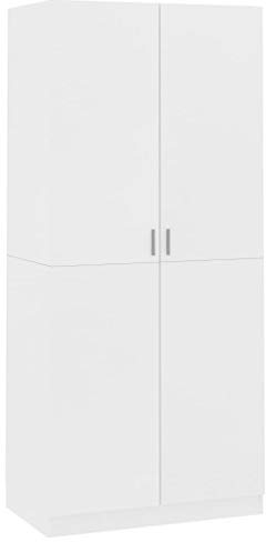 Susany Kleiderschrank Wscheschrank Faltschrank Mit 2 Türen aus Spanplatte,Flurschrank Garderobenschrank Schrank 90 x 52 x 200 cm Mit einem hohen Fach und einer Hängestange nach innen