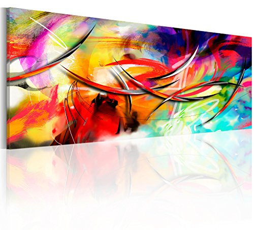 B&D XXL - Tableau Acoustique Abstrait 120x40 cm 1 Partie - Décoration Isolation Phonique Bureau Chambre Panneau Insonorisant Impression sur Toile - Abstrait Coloré Peinture a-A-0001-b-b