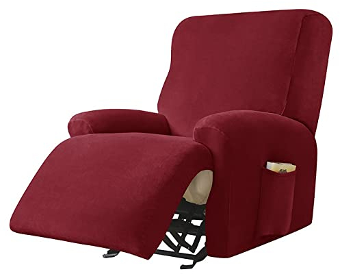 RTSFKFS 4-Stück Samt Ruhesessel Bezüge Sesselschoner RelaxSessel Sofa Abdeckung Sofaüberwurf 1 Sitzer Sessel-Überwürfe Stretchhusse Komplett Antirutsch Bezug Für Fernsehsessel (Color : Color-11)