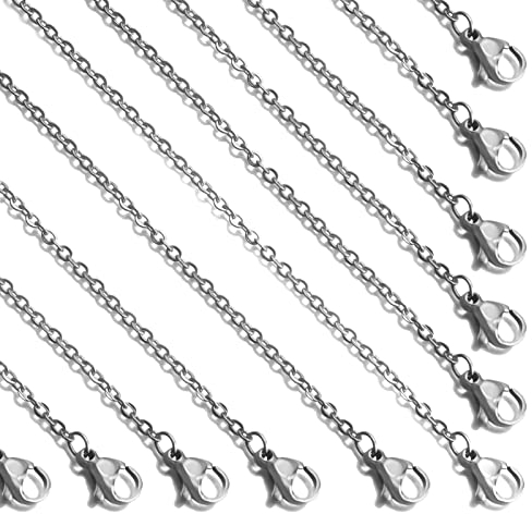 24 Stück 50,8 cm 2 mm Edelstahl Metallkette Halsketten Gliederkette Karabinerverschluss Bulk für DIY Schmuckherstellung Zubehör