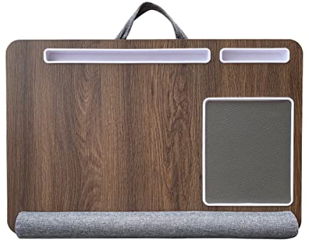 Laptop-Ablage mit Kissen, Buchständer, integriertes Mauspad und Handgelenkauflage für Notebooks bis 17, Schreibtischablage mit Telefon- und Tablet-Halterung, für Bett und Sofa, zu Hause und auf Reise
