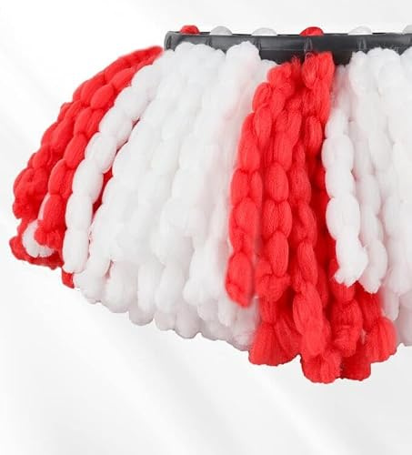 5 Mop-Ersatzköpfe kompatibel mit Viledas Turbo Smart/Turbo Spin/EasyWring & Clean 1Tank, 4 Mikrofaser-Mop-Ersatzköpfe, 1 roter Kunststoff-Dreieckskopf