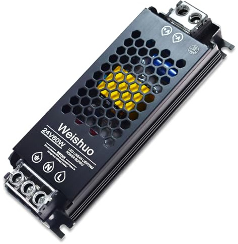 LED Trafo 24V 60W 2.5A IP20 Transformator AC 220V auf DC 24 Volt Konstante Spannung Schlankes Netzteil für Streifen und Innenleuchten