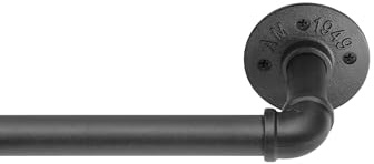 Schwarze Industrielle Gardinenstange für Verdunkelungsvorhänge, 80-150cm, Einziehbare Verstellbare Dekorative Ausführung mit Kappen für Fenster