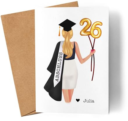 Kiddle-Design Bachelor Master 2026 Abschlusskarte Abschluss Geschenk Personalisiert Name Absolventin Doktor Karte Geldgeschenk Abitur Abi