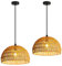 H.W.S Pendelleuchte Vintage Pendellampe Industrial Bambus Rattan Gewebte Lampenschirm HäNgelampe Esstisch HäNgeleuchte Holz Natur Mit E27 Fassung FüR Wohnzimmer Cafe Flur Esszimmer (30cm 2 St.)