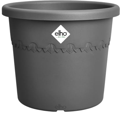 elho Algarve Cilindro 35 cm – Großer Blumentopf für den Außenbereich – Pflanzgefäße – 100% recycelter Kunststoff - Schwarz/Anthrazit