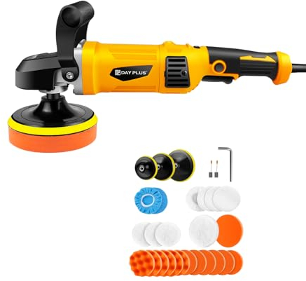 Profi Poliermaschine Auto Set, Exzenter Poliermaschine, 6 Variable Geschwindigkeit mit 150mm-180mm Polierteller, mit Wollscheibe und Schwammscheibezum, Mini Poliermaschine zum Polieren von Auto, Glas