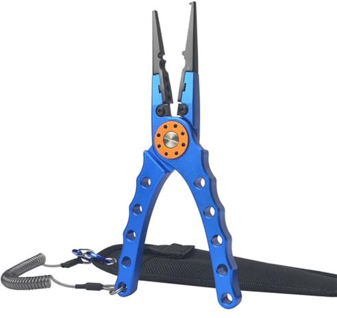 VONCYKI Angelzange Angelwerkzeuge Schnurschneider Multifunktionaler Knoten Aluminiumlegierung Schere Hakenlöser 150g 20CM Angelausrüstung Angelzange(B)
