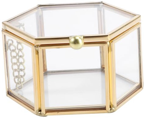 SOIMISS Glas Ringbox Mini Geometrische Sechs-seitige Schmuck Ringbox Flip-top Aufbewahrungsbox Für Kleinen Schmuck