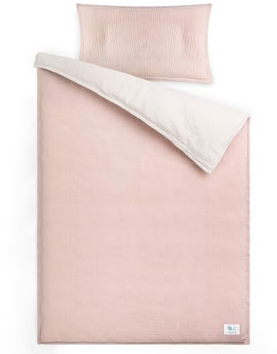 lulumoon Musselin Kinderbettwäsche 100x135: Bettbezug 100x135 + Kissenbezug 40x60cm aus Baumwolle Oeko-TEX Standard – Leicht und Komfortabel Bettwäsche Set für Baby Kinder