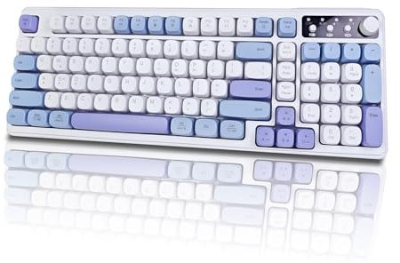 Bangsanth Wireless Keyboard, RGB Gaming Keyboard, Tri-mode BT5.0/2.4GHz/USB-C, 99-Key with Control Knob, Anti-ghosting Keys, Compatible with PC, Mac, Gaming Consoles