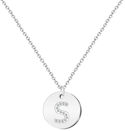cotigo Buchstaben-Halskette aus Edelstahl, Anhänger mit Initialbuchstaben A-Z, Damenhalskette mit Buchstaben-Anhänger, personalisiertes Geschenk für Damen, Mädchen, beste Freundin, standard,