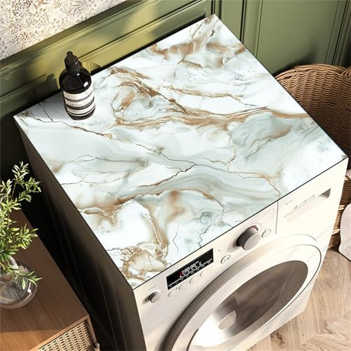 Highdi Marbre Moderne Housse de Protection pour Machine à Laver Top,Coussin de Machine à Laver Antidérapant Housse de Machine à Laver pour Machine à Laver Ou Sèche-Linge (30x40cm,Vert Clair)