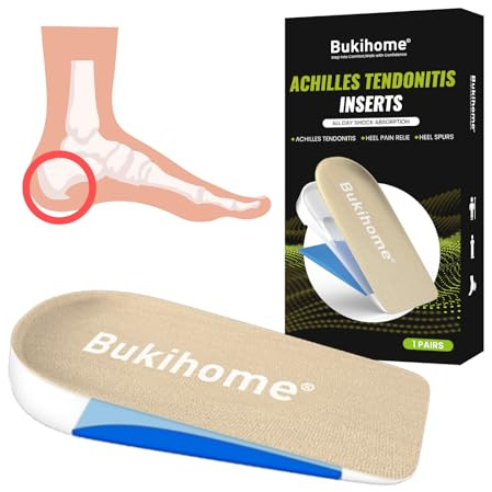 Bukihome Cojines ortopédicos para levantamiento de talón, para aliviar el dolor de talón, tendinitis de Aquiles, fascitis plantar, talla S