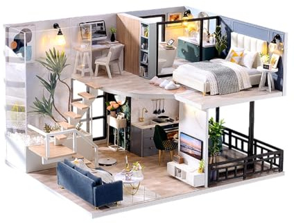 Endless Limit DIY Miniatur Haus Bausatz für Erwachsene,Puppenhaus Gewächshaus mit LED Licht,3D Puzzle Buchstütze aus Holz Modellbausatz Bastelset Bücherregal Deko Geschenken (Cozy Time)