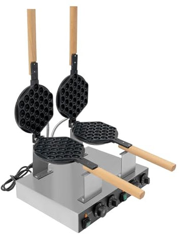 Macchina per waffle da 2830 W, 2 cialde rotonde, 50 – 300 °C/0 – 5 minuti, macchina per waffle regolabile con piastre antiaderenti, macchina per waffle belga, per ristorante, snack bar
