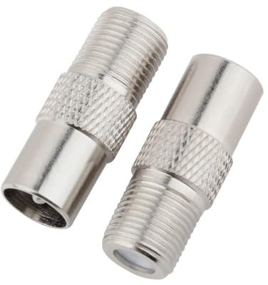 2 Pack TV Coax Aerial Female Adapter, TV Aerial Connectors, Antennas Cable Adapter, for Antennas Cables Satellite Cables 9.5TV Female to F Type Coax Connector Satellite Receiver Audio Video Equipment