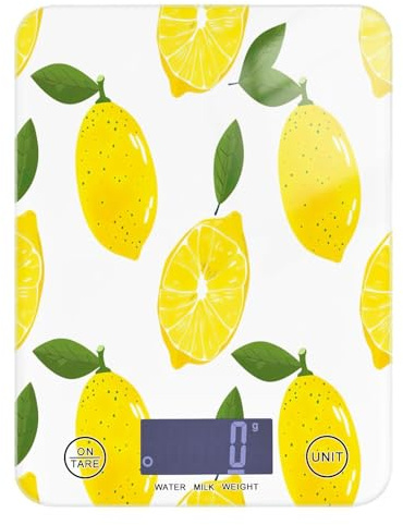 Lyeorm Lemon Pattern Food Scale Digital Kitchen Scale Weight Grams and Ounces for Cooking Baking with 4 Units & LCD Display
