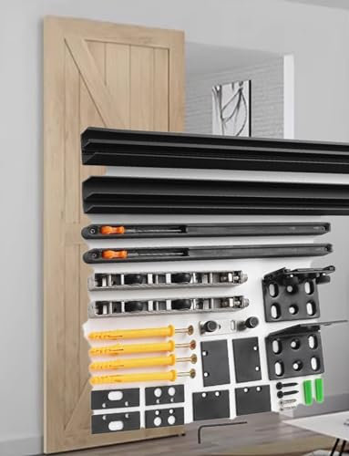 Kit de herrajes ocultos for puerta corrediza de granero con cierre suave, riel de montaje en pared oculto de alta resistencia, puerta de granero flotante, puerta corrediza interior moderna(120cm/47in)