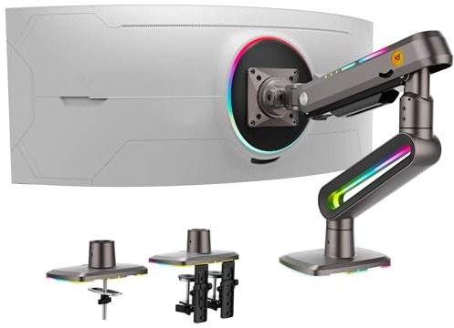 NB Ergonomic Supporto per monitor per ultrawide schermo piatto curvo fino a 60 pollici, carico fino a 20 kg braccio monitor 32 34 49 pollici, VESA 75/100 mm