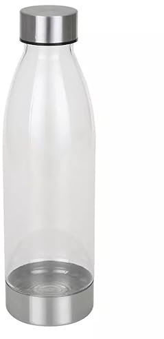 Clear Water Bottle with Silver Lid & Base – 500ml – Reusable, BPA-Free, Sleek Design – For Home, Office, Gym – Cold Drinks Only