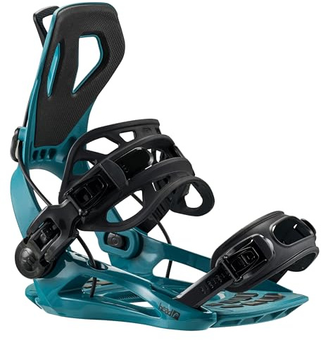 HEAD Rx One Unisex Snowboard Bindings - Reclining Highback Easy-Entry Bindings w/Medium Flex for Beginner to Intermediate Riders, Petrol, L