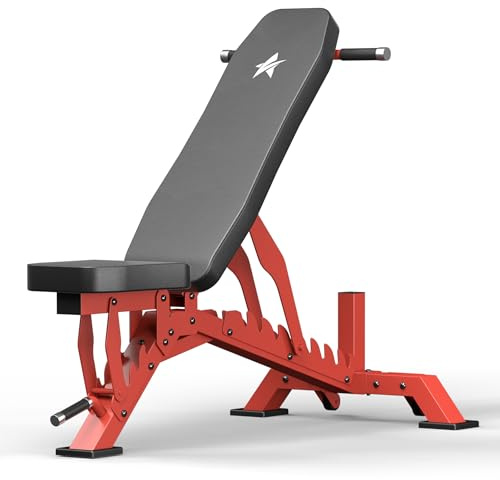 STACOO Weight Bench, Adjustable Workout Bench for Home Gym Full Body Workout, 1300LBS Weight Capacity Bench Press, Flat/Incline Bench with 33 Extra-Long Backrest & Wheels