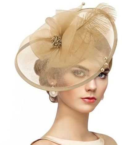 ETOFETE Women Fascinator Hat Flower Feather Wedding Fascinators Headband Bridal Headwear Top Hat with Hair Clips for Race Derby Ascot